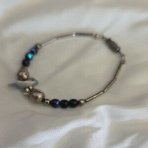 Silver Blue Beaded Bracelet